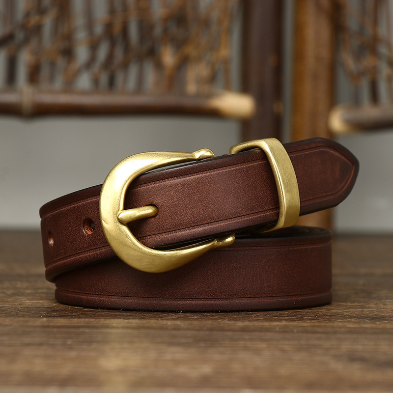 2023 New Genuine Leather Belt for Women Korean Style Trendy Versatile Personality Retro First Layer Pure Cow Leather Jeans Belt for Women