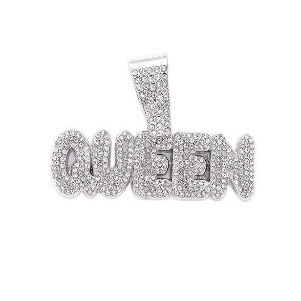 Lengua letra de diamante KING colgante collar cubano collar de estilo de moda personalidad collar redondo accesorios de hombre al por mayor image 6