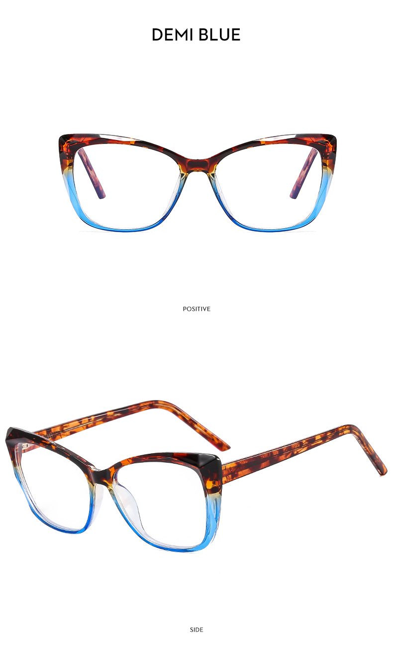 2023 New TR90 insert cat eye anti-blue glasses frame spring leg plain plain lens tide glasses_voghion.com