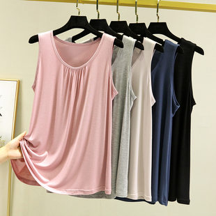 Thin tank top, base body-friendly T-shirt sleevless for leisure with a round collar, plus size, lifting effect