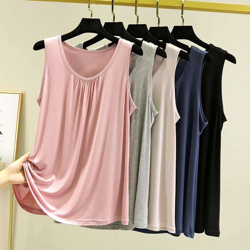 Modal Home Vest Women's Summer Thin plus size Loose Sleeveless Top Casual Round Neck Inner Sling Base Shirt