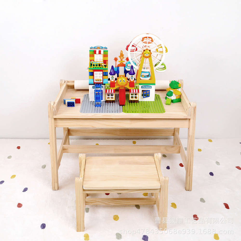 Wooden Children's Table and Chair Early Education Kindergarten Building Blocks Table Home Baby Drawing Table Learning Toy Table Drawing Table