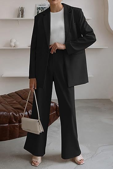 Women's Pant Set For Work Autumn Winter Professional Two Piece Outfit_voghion.com