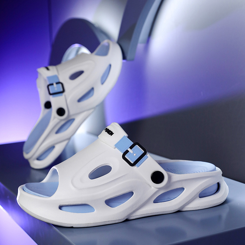 Nuevo estilo de los hombres, ligero, cómodo, tendencia, moda, ocio diario, punta redonda, color a juego, transpirable, zapatos con agujeros para hombres Baotou