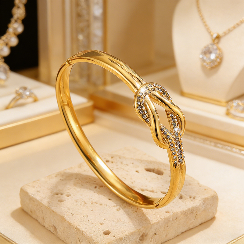 Brazalete de acero de titanio de moda europea y americana para chicas 18k oro no decolor joyas de acero de titanio joyas image 3