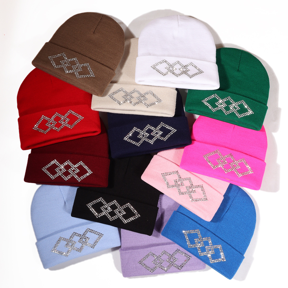 Unisex Diamond-iron hat rhinestone knit hat knitting hat party_voghion.com