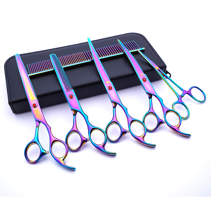 Tijeras para mascotas, herramientas profesionales de peluquería, herramienta mágica para cortar el pelo, tijeras rectas, tijeras curvas, gato, Teddy, Bichón, eliminación de pelo de perro