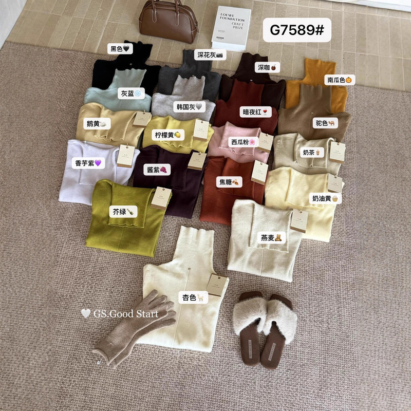 Clearance Sale, No Returns or Exchanges. Autumn and Winter Minimalist Style Basic Versatile Multi-Color Turtleneck Knit Sweater for Women G7589