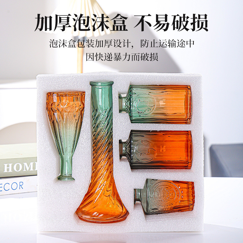 Amazon Venta caliente jarrón traje fábrica al por mayor europeo pequeño jarrón traje gradiente color variedad bolsillo florero