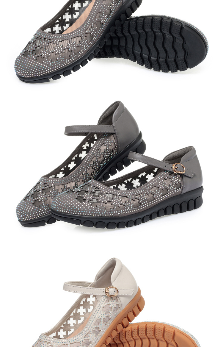 Sandal bít mũi nữ vải lưới da thật đế mềm thoáng khí — Màu be chi tiết 18