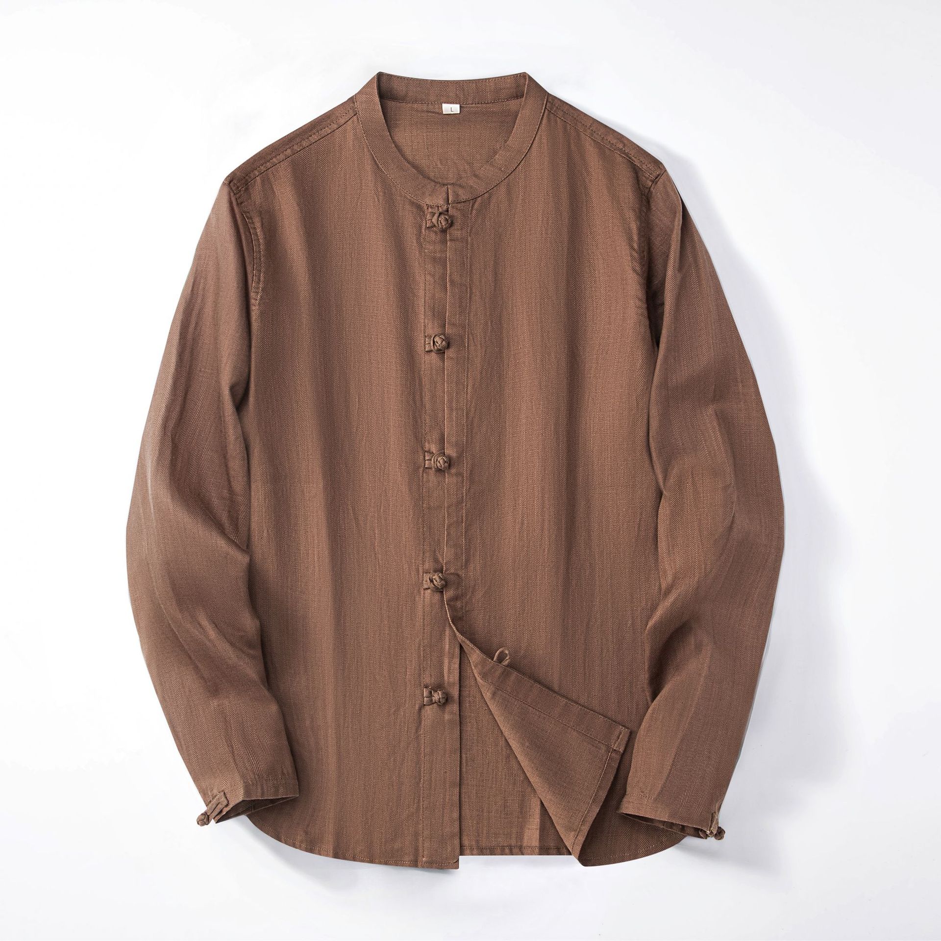 Men's Tang Suit, Tencel Linen, Spring/Summer All Seasons, Long-Sleeved Trousers with Chinese Knot Buttons, Plus Size Men's Linen Tang Suit