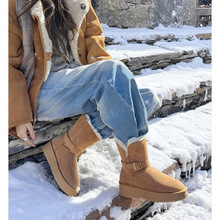 韩版2025冬季新款保暖雪地靴女厚底加绒加厚北方灰色棉鞋冬毛毛鞋