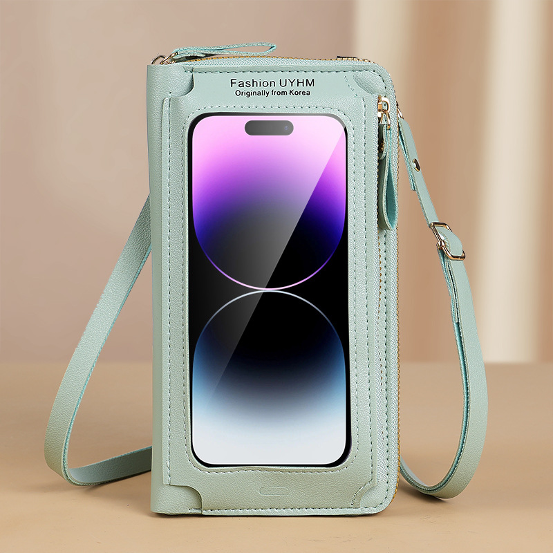 Nueva pantalla táctil bolso del teléfono móvil de las mujeres crossbody antirrobo bolso de hombro multifuncional versátil transparente mini bolso del teléfono móvil de la cartera
