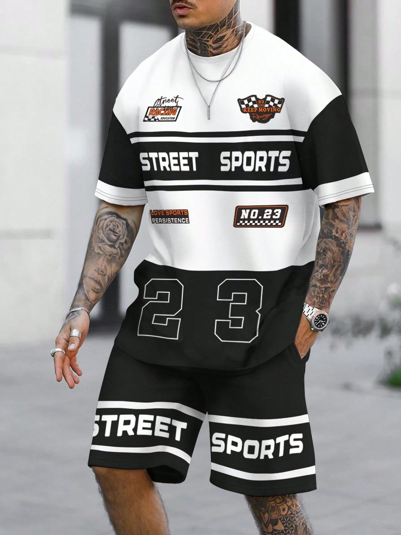 Comercio exterior europeo y americano Amazon 2025 nuevo estilo casual a juego de color manga corta cuello redondo camiseta pantalones cortos traje ME5 MA04
