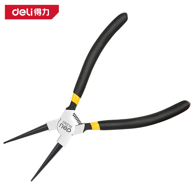 得力工具 DL0351 40Cr内直外外弯卡簧钳穴用挡圈钳轴用弹簧钳9寸
