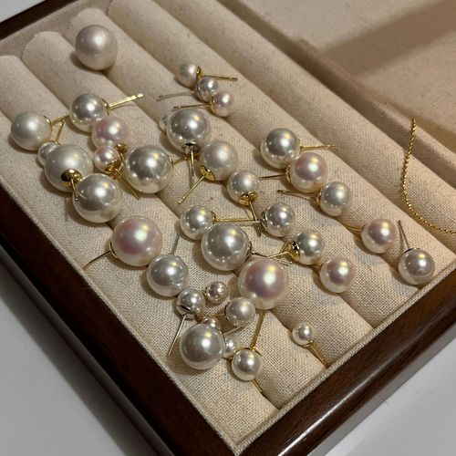 925 silver needle pearl earrings for women Korean ins niche high-end earrings commuting versatile high-quality earrings wholesale
