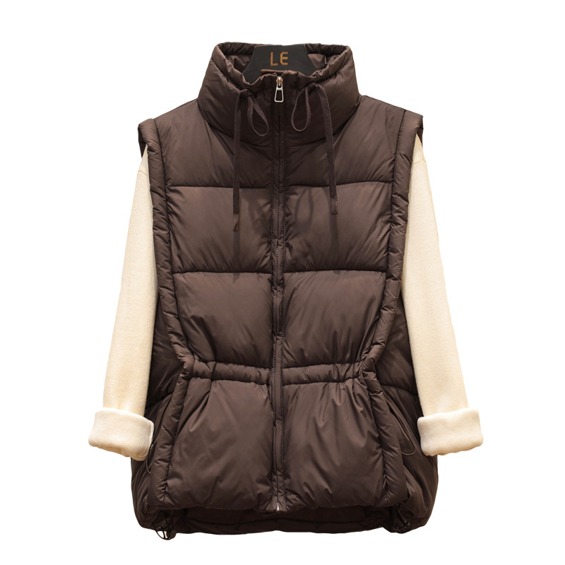 2025 nuevo chaleco de algodón ligero de lujo simple de moda corto de cuello grueso chaqueta de hombro suelta