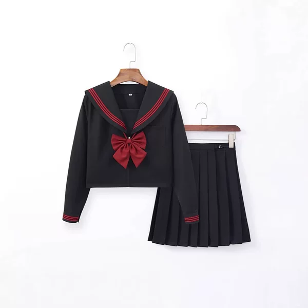 Factory-issued jk uniform red three sailor suit jk school dress genuine suit Japanese college style pleated skirt