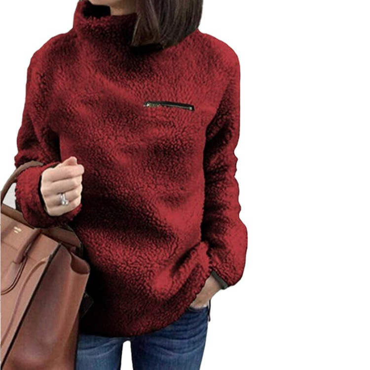 Foreign Trade Supply 2025 Herbst Neuer Pullover Europäische und amerikanische Damenmode Reißverschluss Stehkragen Top_voghion.com