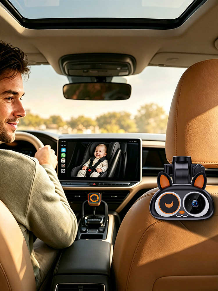 Wireless Car Baby Monitor Cat-Ear-Shaped Camera In-Car Child Safety Surveillance Cross-Border Bestseller