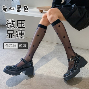 Silk stockings in tube socks transparent calf socks white socks women jk summer thin ins polka point love Lolita women
