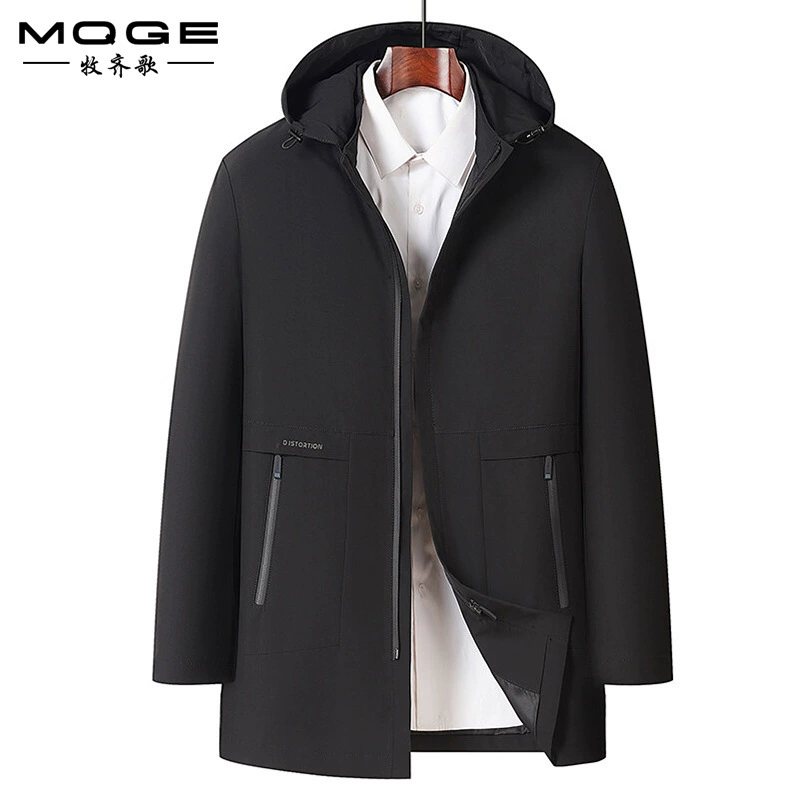 Весенние и осенние мужские куртки бизнес-повседневные средние и длинные шапки с удаляемой молнией