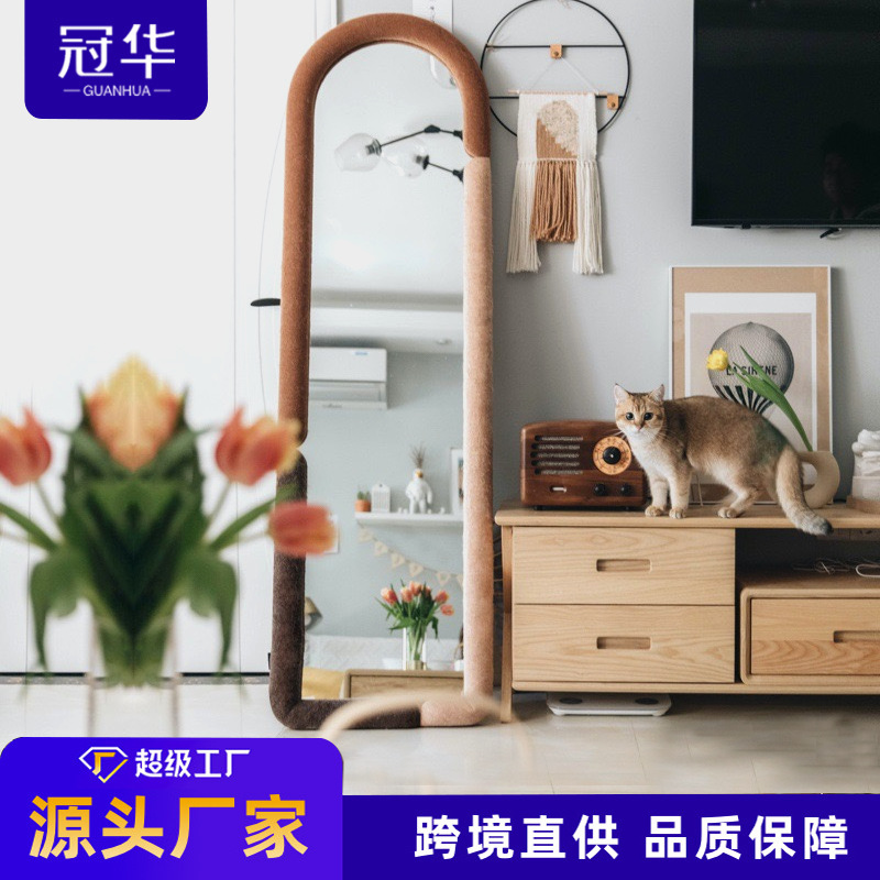 镜子全身镜北欧家用卧室客厅落地镜全身镜穿衣镜试衣镜包布镜INS