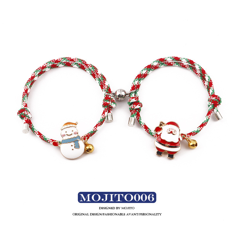European and American New Christmas Bracelet Santa Claus Couple Bracelet Pair of Girlfriend Jewelry Magnetic Bracelet