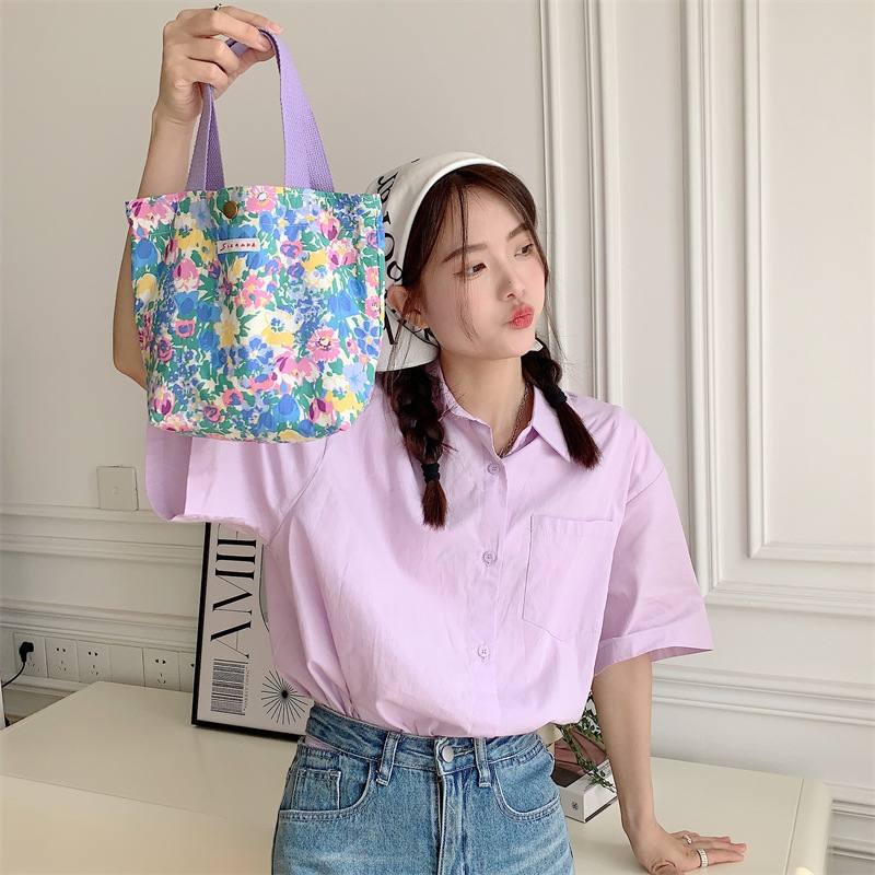 75g Weight Magnetic Buckle Closure Type Top Handle Strap Type Handbag Bags Type Casual Occasion Canvas Material Flower Pattern Spring&Summer Season Women's Gender Vacation Style Square Shape Women's Canvas Flower Vacation Square Magnetic Buckle Handbag 20