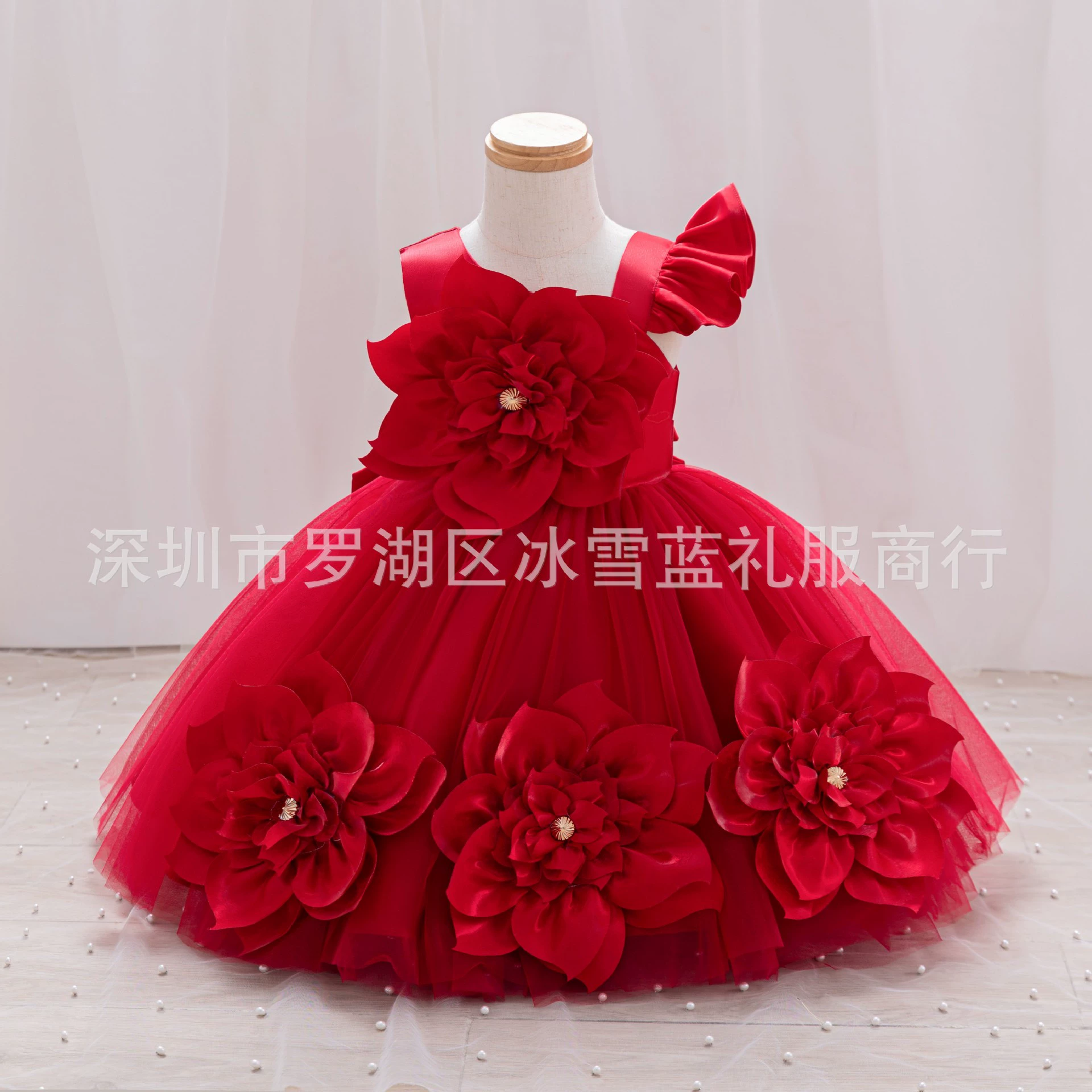 Новое платье принцессы для девочек трехмерное цветочное платье