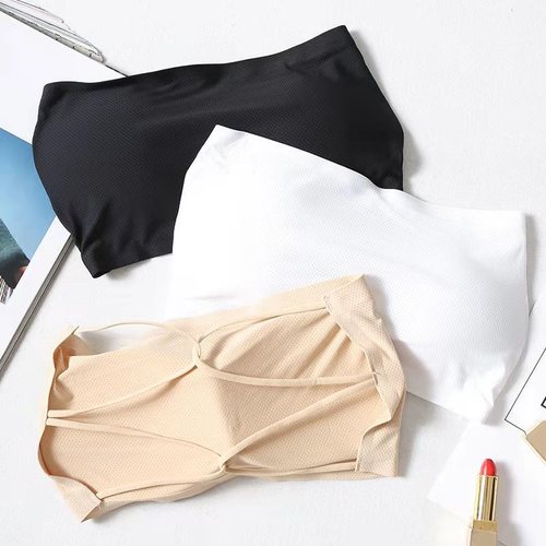 Ice Silk Breathable Beautiful Back Wrap One-line Bandeau Crossover Thin Strap Vest Women's Underwear Strapless Sexy Bra