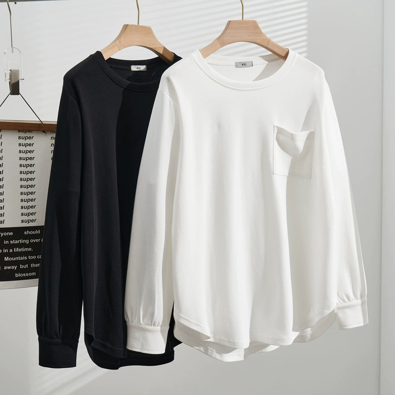 Толстая миллиметровая женская футболка большого размера с корейской версией, свободная тонкая осень, специальный топ большого размера 200 кг S5572