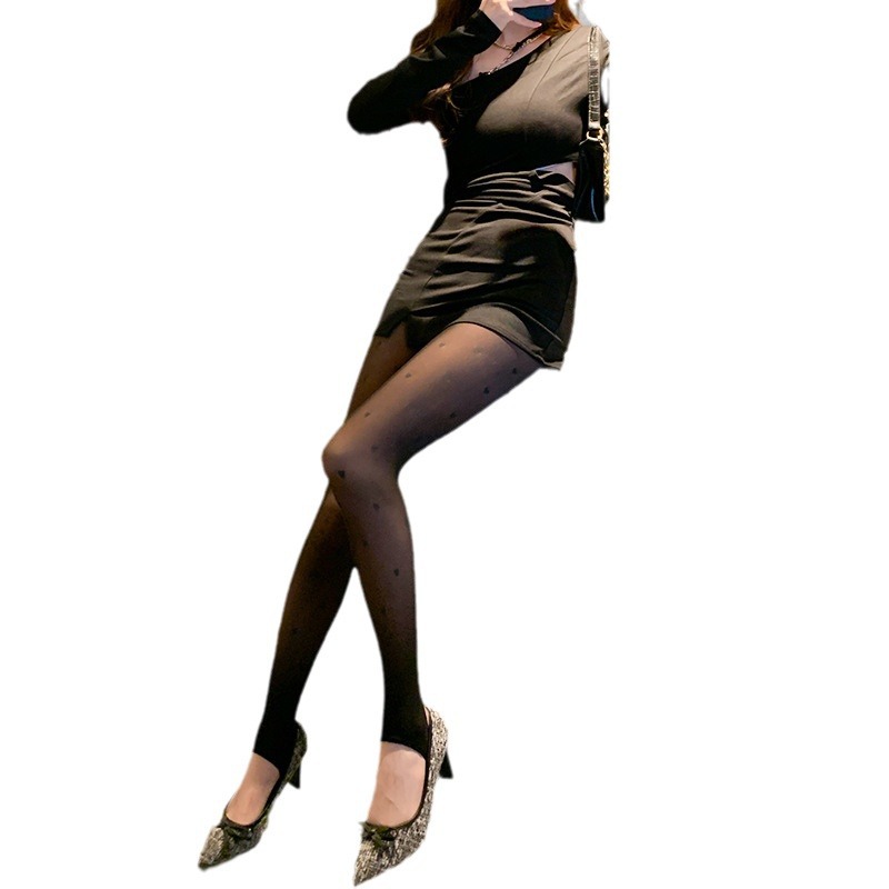 [Especial para dropshipping] Leggings negros transparentes y gruesos con un aspecto natural, pantimedias negras transparentes estilo celebridad de internet para primavera.