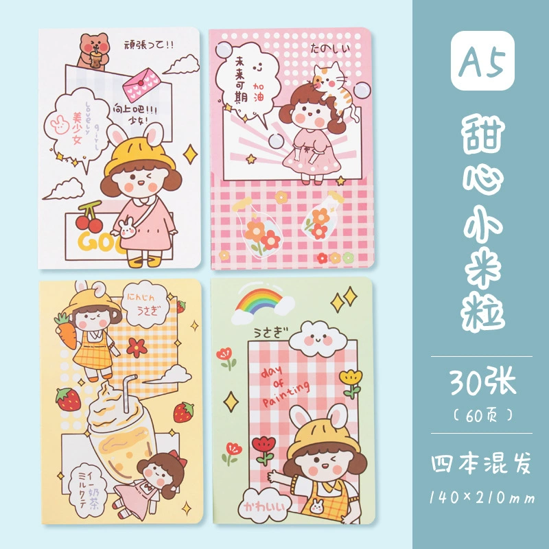 Cartoon notebook for students, book, laptop, print, scheduler