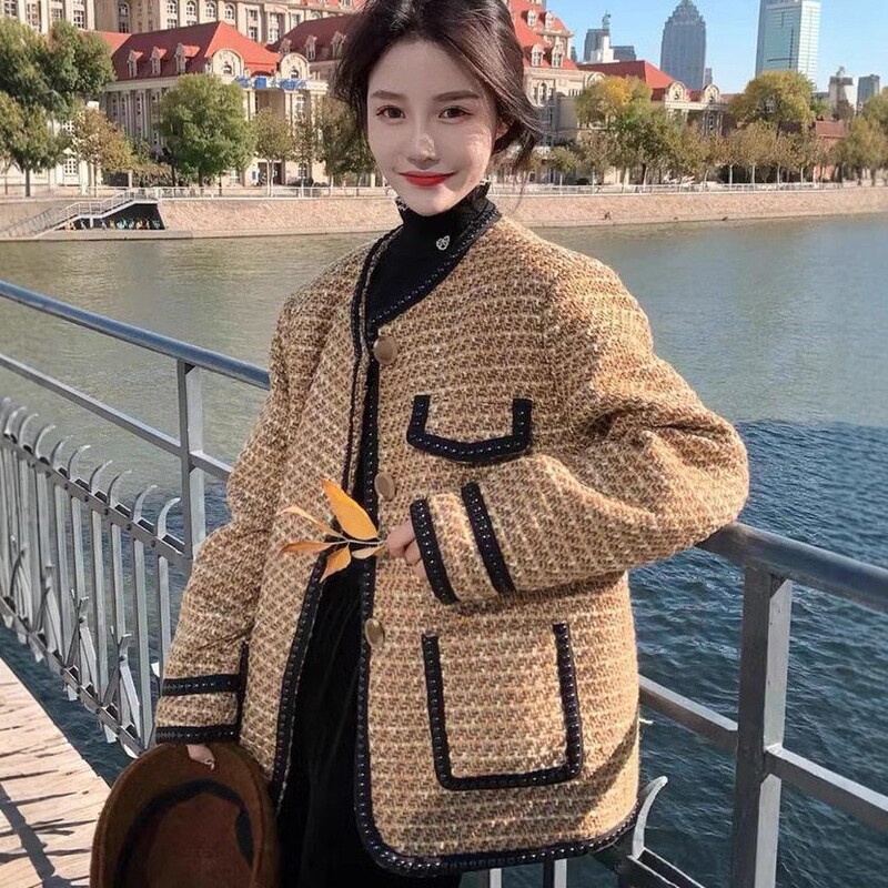 French Style Tweed Coat 2024 Autumn and Winter New Elegant Age-reducing All-match Casual Cardigan