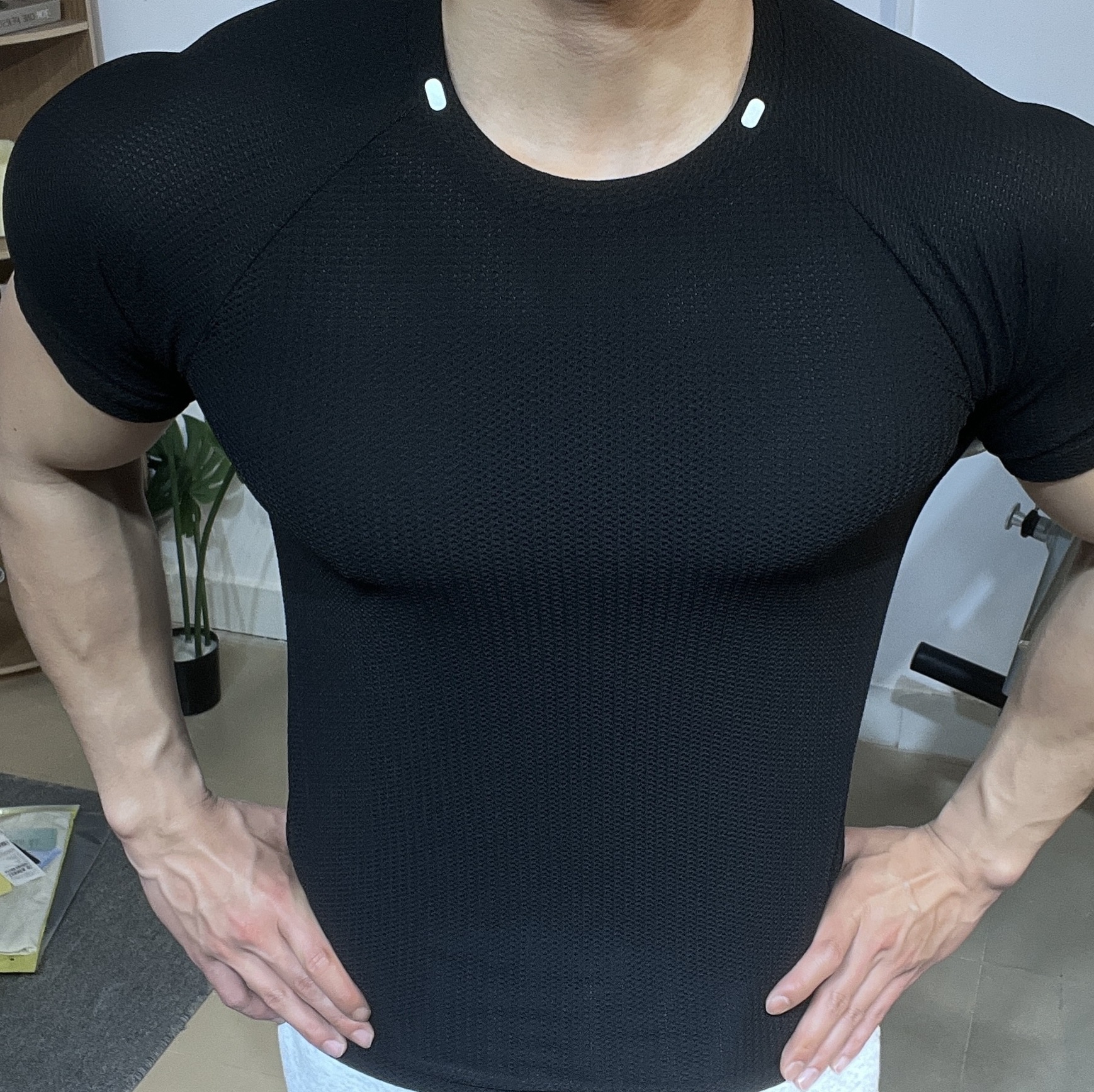 3D Bionic Honeycomb Texture American-Style Ice-Feel High-Elastic Training Fitness Breathable Half-Sleeve Sports T-Shirt in Stock