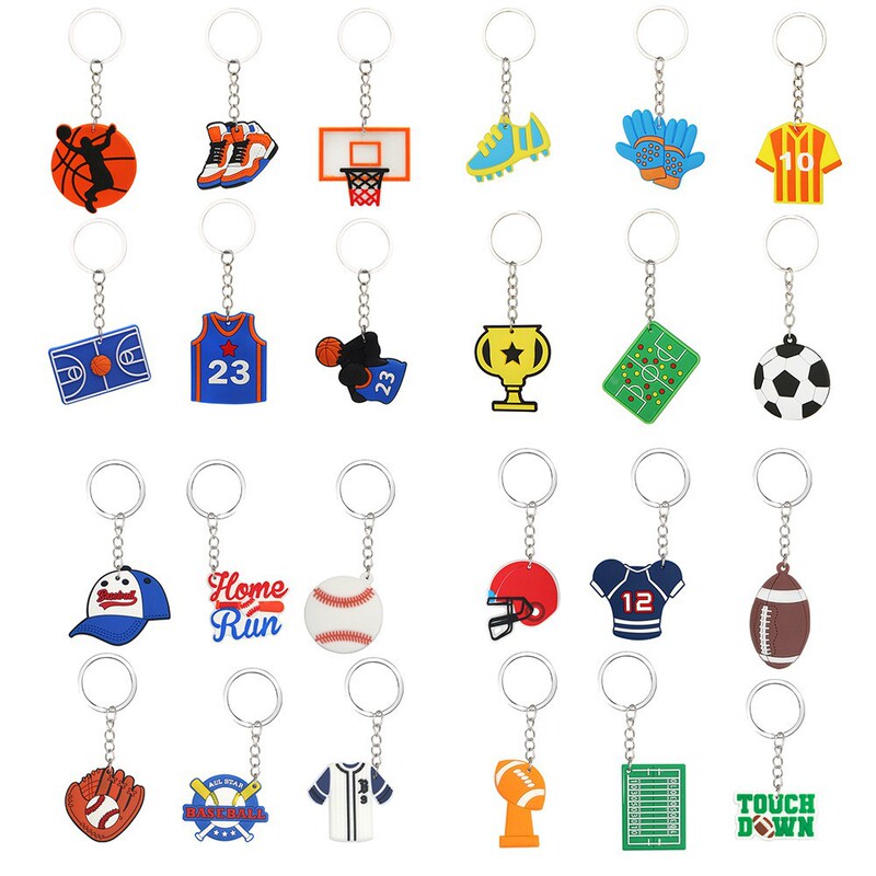 Pvc Key Chain Football Basketball Volleyball Rugby Keychain Bag Pendant Sports Small Gift