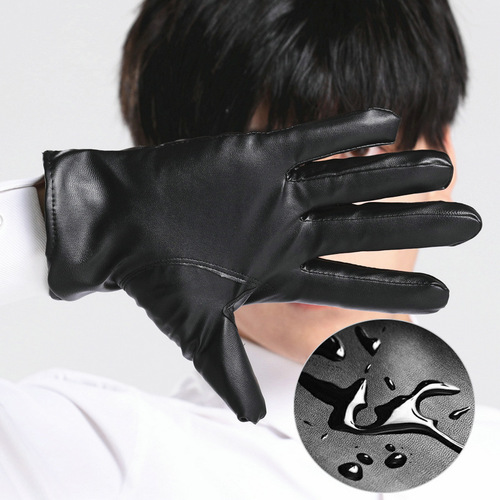 Winter warm gloves for men and women outdoor cycling PU leather touch screen gloves outdoor cycling thickened warm pu gloves