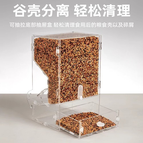 Parrot automatic feeder food box anti-splash anti-splash feed box bird feeder black phoenix and tiger skin drinking and watering supplies