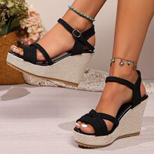 K 71566 Jute wedge sandals �����¸�¶ֺ��Ь�羳����ͨ��