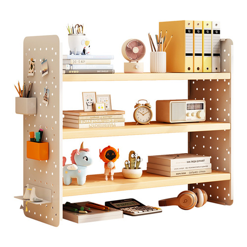 Desktop bookshelf multi-layer desk shelf simple storage rack small home office workstation hole board storage shelf