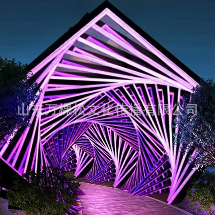 时光隧道菱形造型门灯光几何光柱景区打卡网红游乐设施
