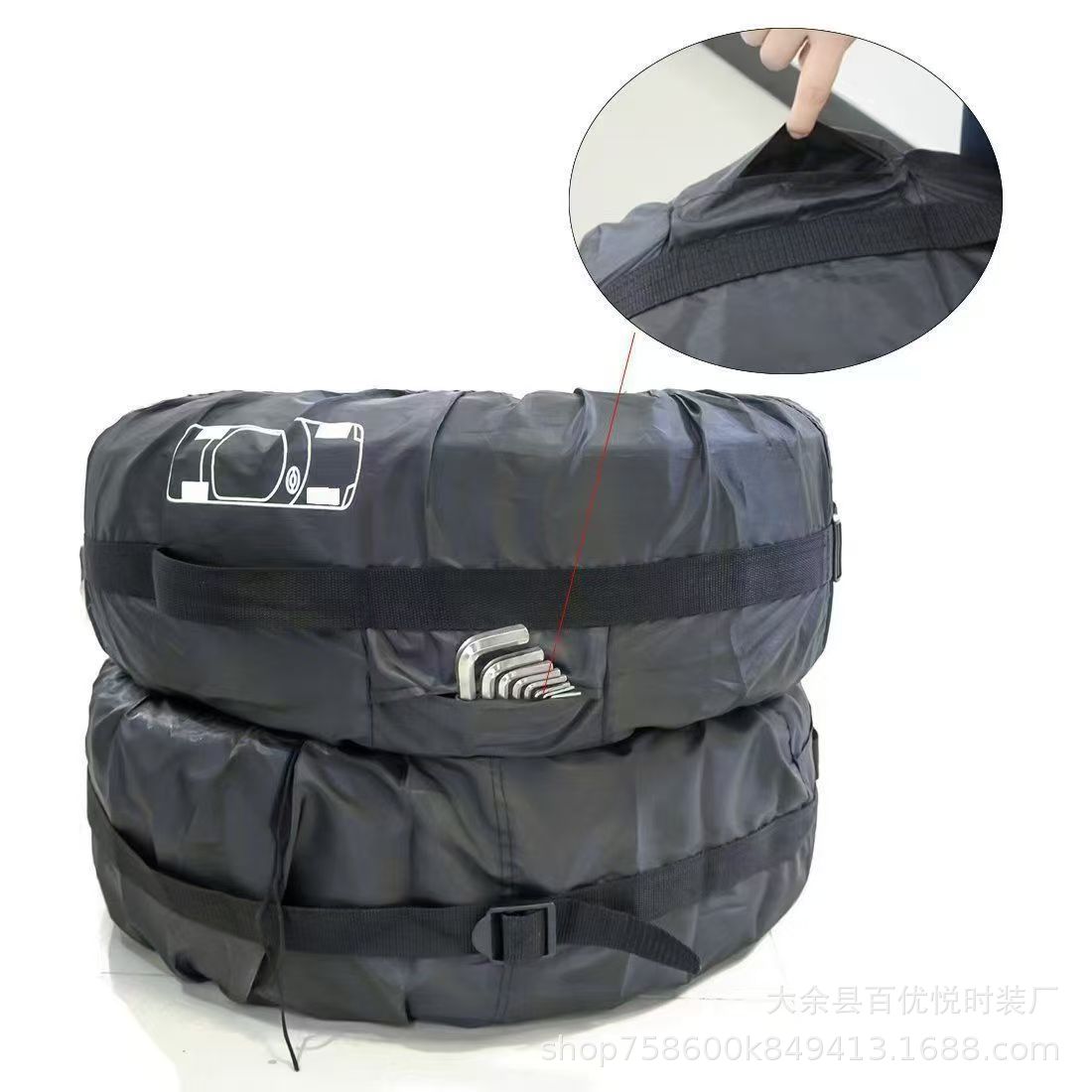Cross-Border Hot Selling 210 Oxford Cloth Tire Cover Car Spare Tire Cover Snow Tire Storage Bag Wheel Cover Protective Cover