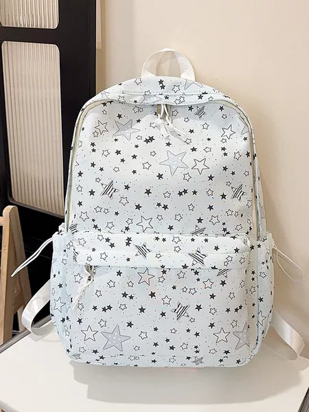 New College Student Backpack, Large Capacity, Burden-Reducing Student School Bag, Lightweight, Trendy, Fashionable Star Casual Backpack