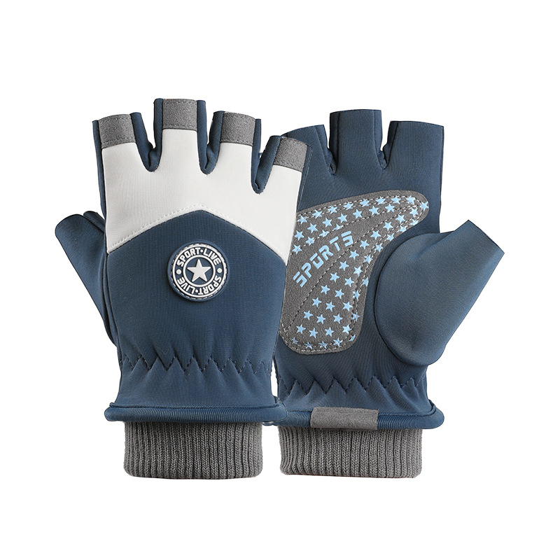 Esquí guantes de medio dedo para niños al aire libre de invierno nieve engrosada forrada de lana impermeable antideslizante guantes calientes