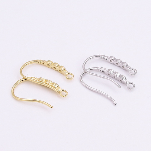 S925 sterling silver zircon exquisite ear hook DIY earrings earring material accessories with ring set with diamond connecting ear hook