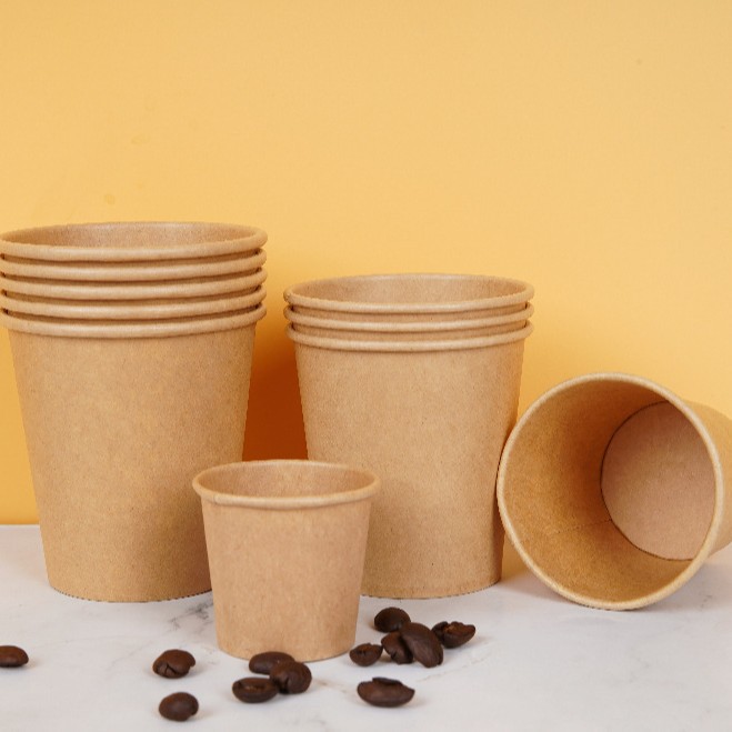 Taza de café kraft desechable 1.5oz 2.5oz 4oz 6oz 7oz taza de bebida caliente con impresión externa