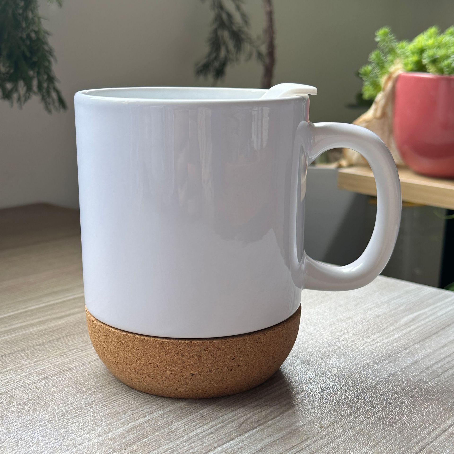 Taza de cerámica con base de corcho simple taza de marca DIY con tapa taza de agua mate resistente a altas temperaturas taza de madera de transferencia térmica image 10