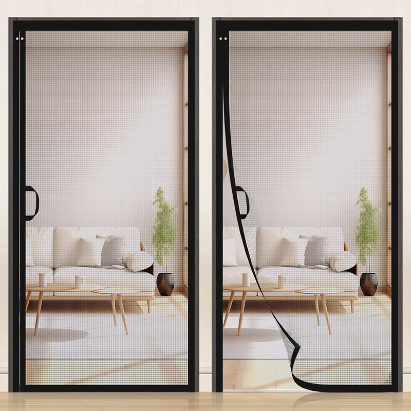 Magnetic Mosquito Net Door Curtain with Full Magnetic Strip, Self-Adhesive Fly Screen Door Curtain with Strong Magnetic Strip for Fly Prevention