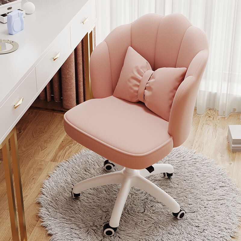 Petal chair in cream style, shell chair, sofa with backrest, rotatable and adjustable, with casters, suitable for dormitory, bedroom, and study